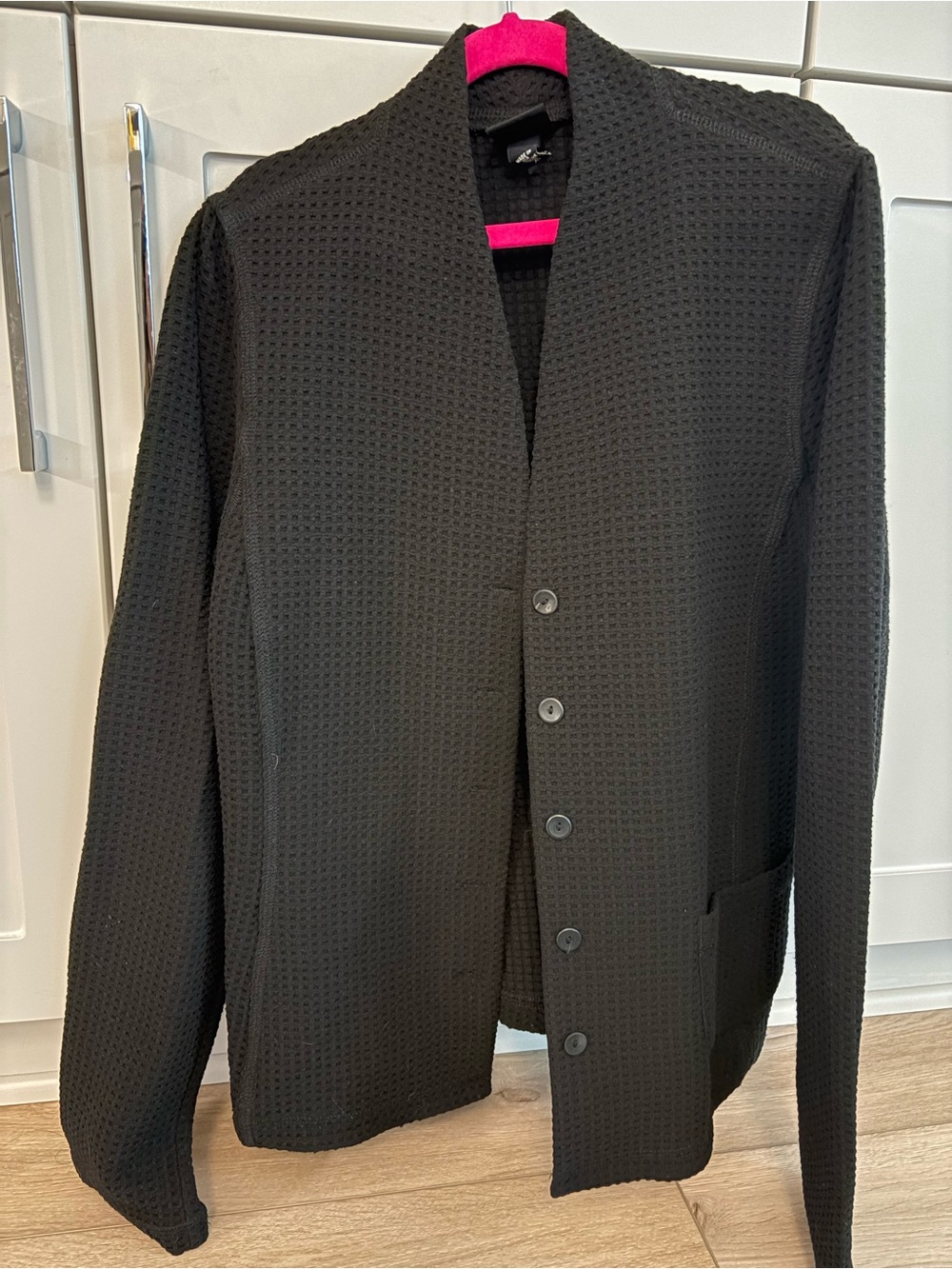 Eileen Fisher Black Textured Button-Front Blazer